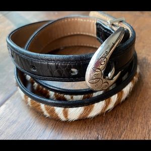 Slim Brighton leather and silver belt
